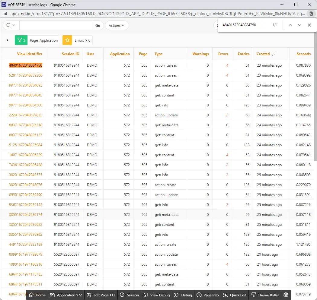 Error handling Logs